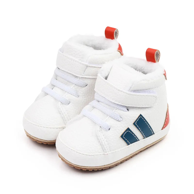 Durable unisex baby first walker ankle boots, soft sole for growing feet, winter shoes