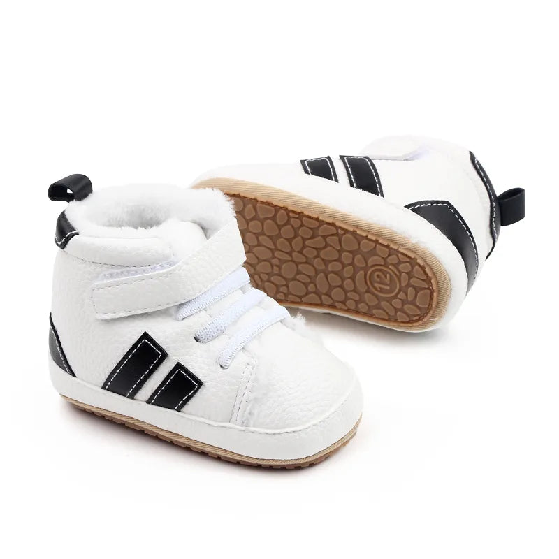 Unisex baby first walker ankle boots designed for optimal ankle support, soft sole