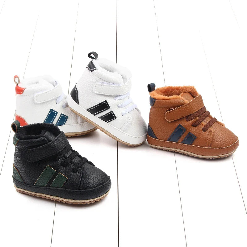 Cream unisex baby first walker ankle boots with hook-loop closure, essential toddler footwear