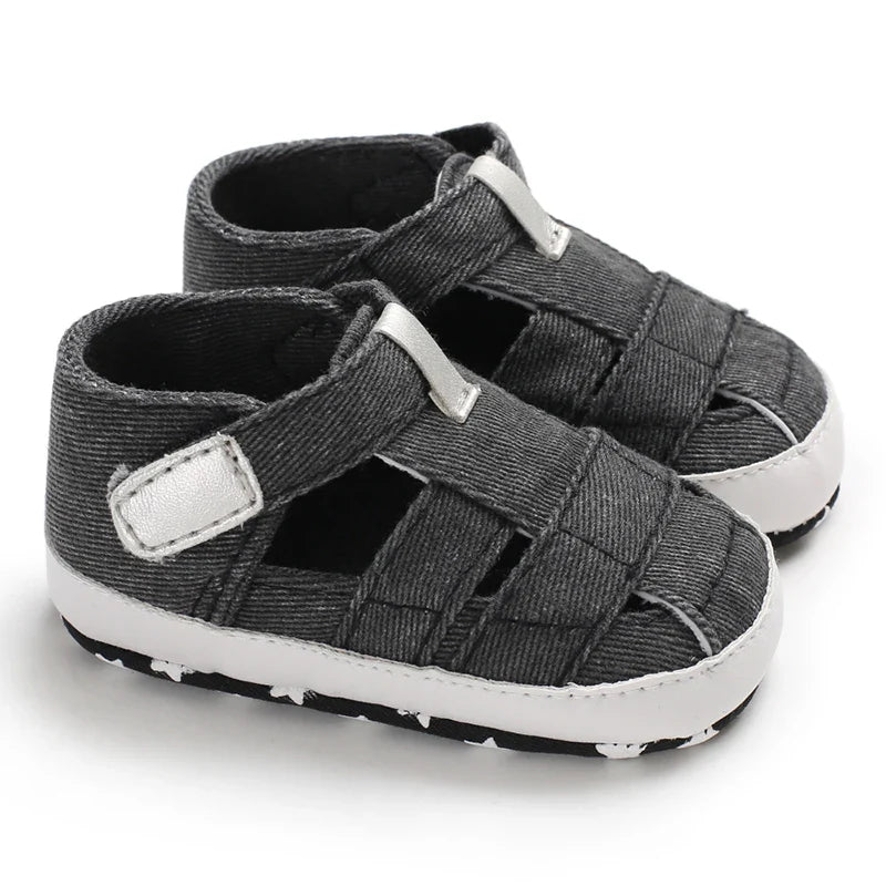 Spring/Summer baby shoes: lightweight canvas first walkers, unisex, comfortable soft sole.