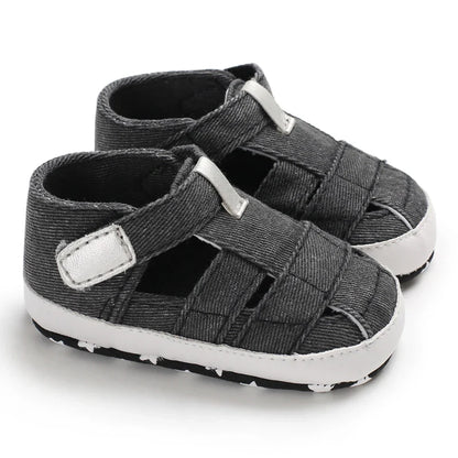 Spring/Summer baby shoes: lightweight canvas first walkers, unisex, comfortable soft sole.