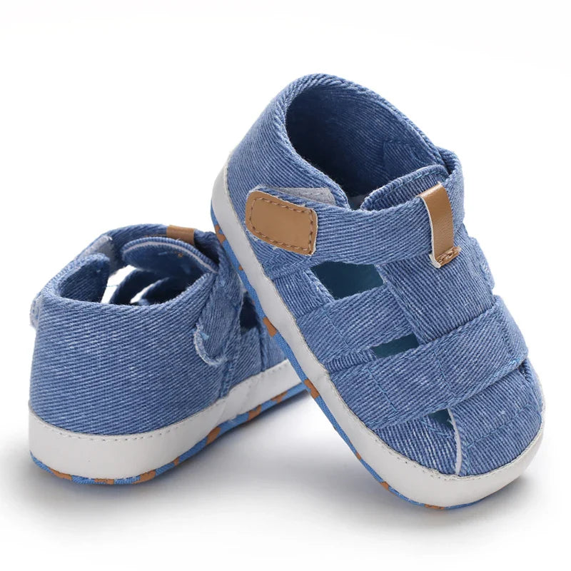 Cute infant footwear: white canvas first walker shoes, unisex design, anti-slip for spring.