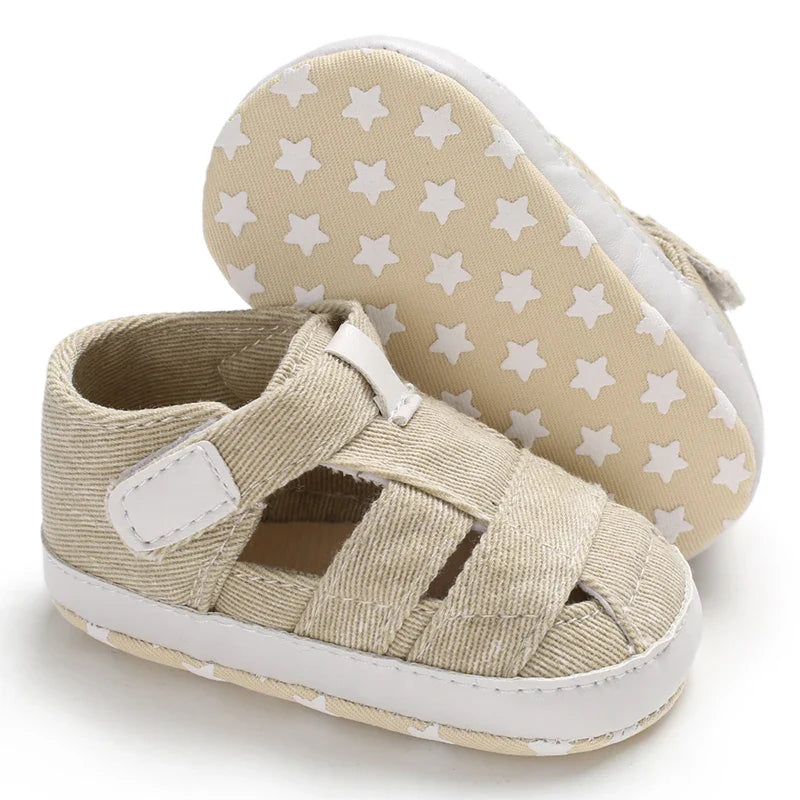 Stylish purple infant canvas first walker shoes, unisex, hook and loop closure.