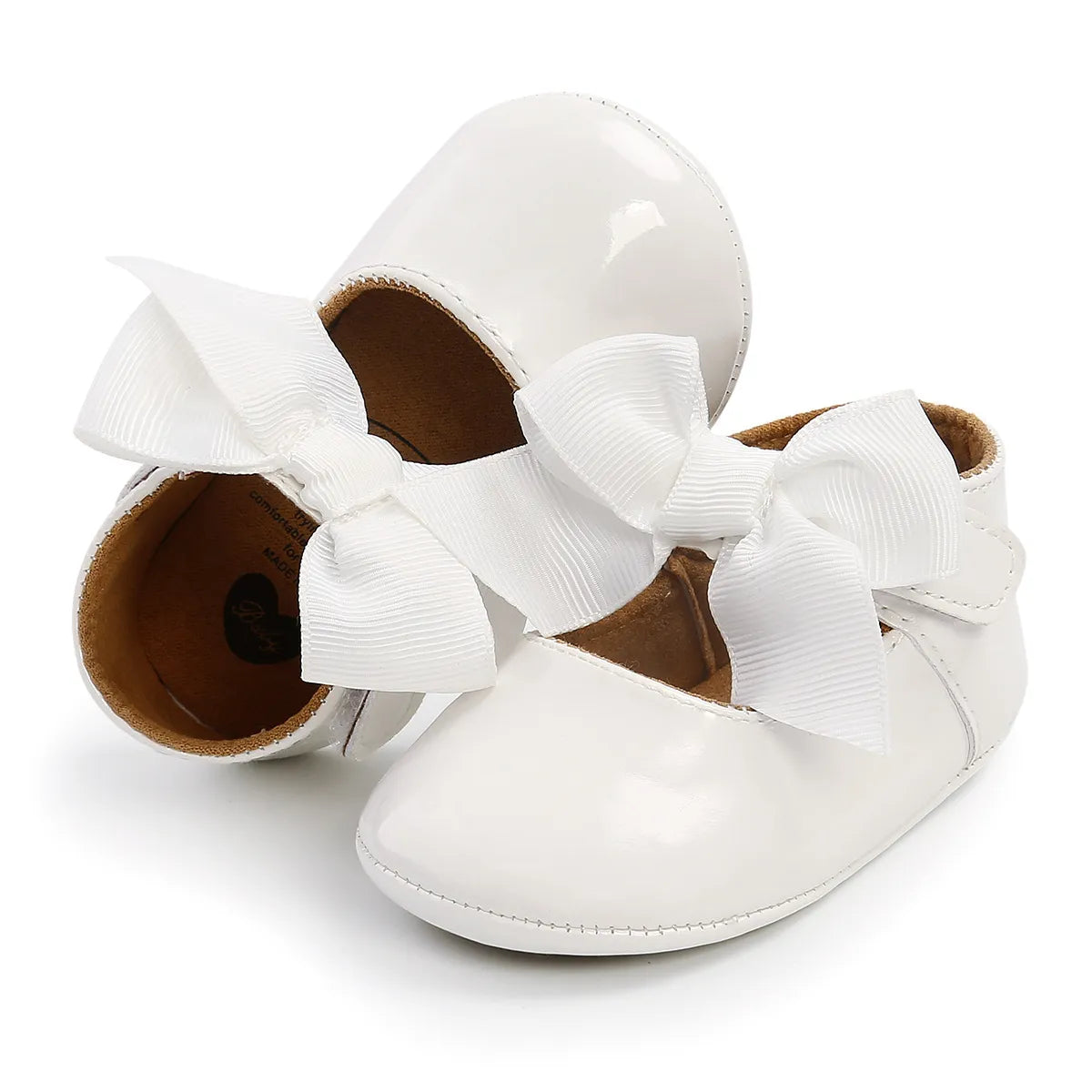 Unisex baby first walker shoes, white, anti-slip soft sole, made from high-quality PU leather, all season wear