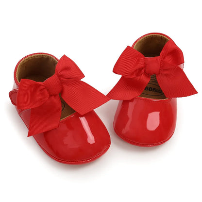 Unisex newborn first walker shoes, white PU leather, anti-slip soft sole, ideal for inside and outside play