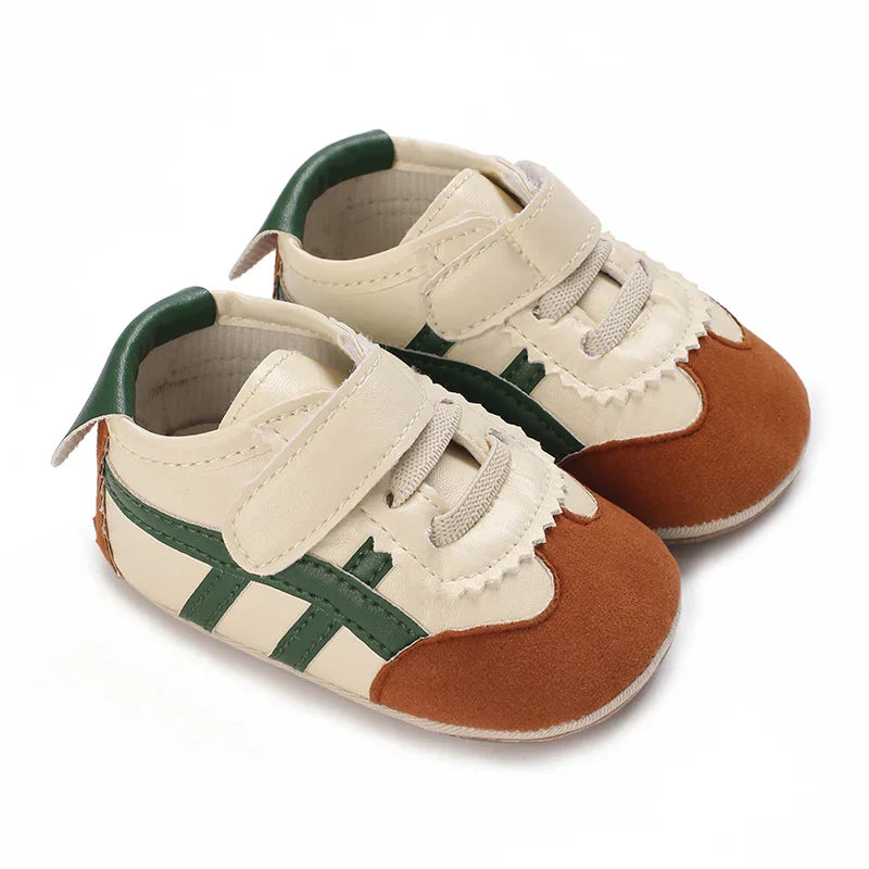 Infant first walker shoes, unisex style, featuring a durable anti-slip sole.