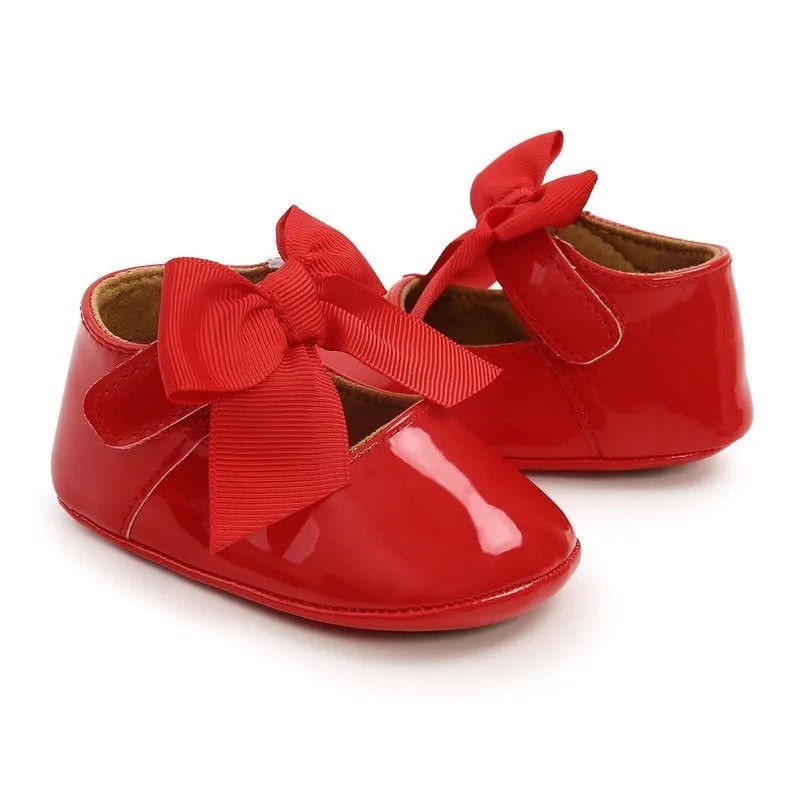 Front view of baby boy/girl first walker shoes, anti-slip soft sole for safe steps, casual white PU
