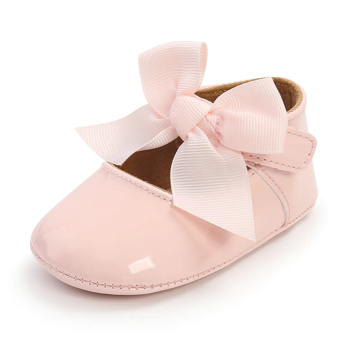 Unisex infant first walker shoes, anti-slip soft sole, white PU leather, durable and stylish for all seasons