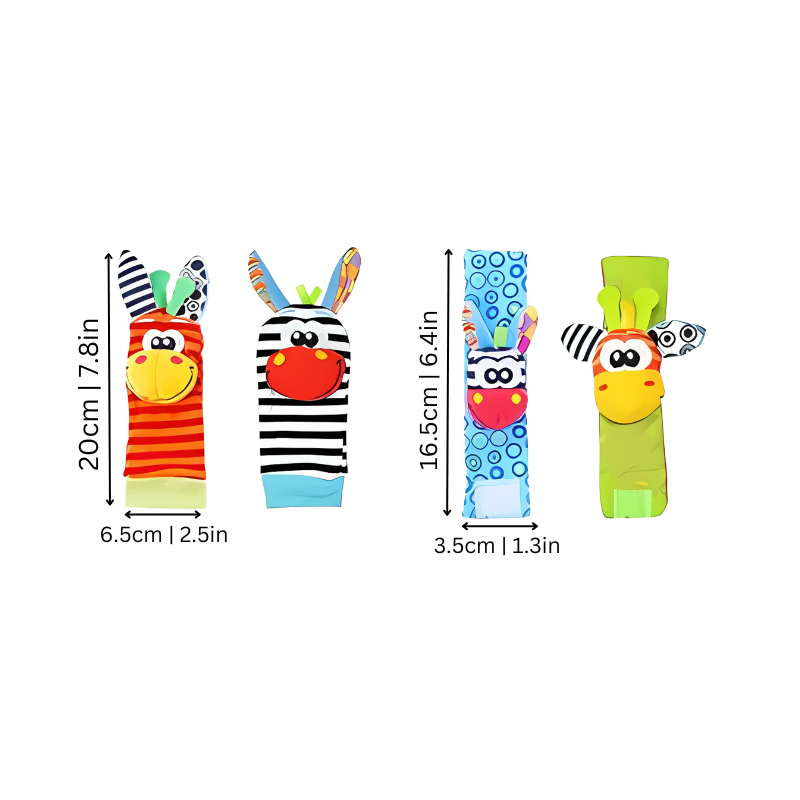 Newborn sensory hand and foot rattles, a soft baby toy gift for developing motor skills and engaging infants.
