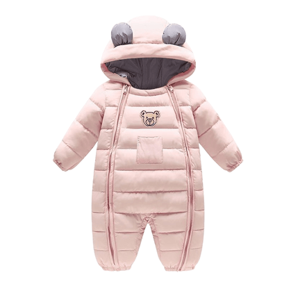 Newborn essentials: warm hooded baby bear romper, perfect for winter, unisex design