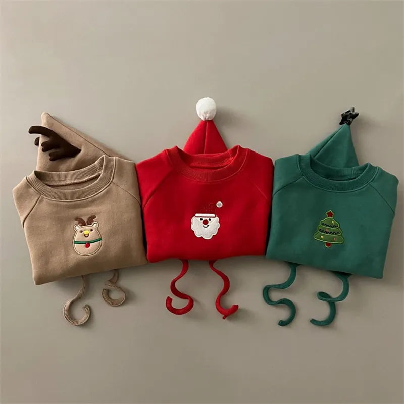 Unisex baby Santa romper set from the front, showcasing the cozy cotton and hat.