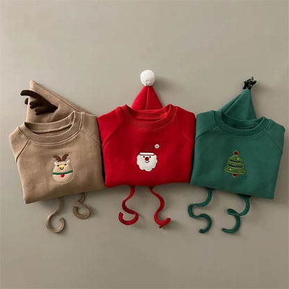 Unisex baby Santa romper set from the front, showcasing the cozy cotton and hat.