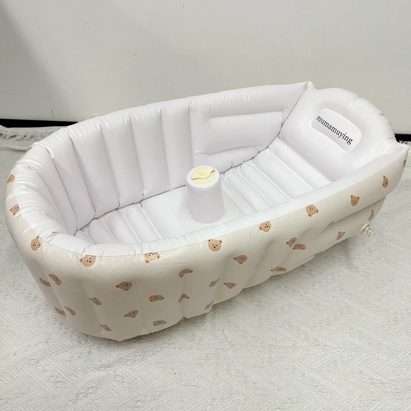 Set of inflatable animal baby bathtubs in various designs: duck, frog, and elephant for choice