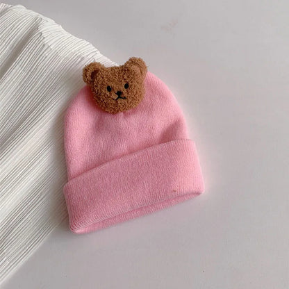 Stylish baby bear hat, knitted and warm, perfect for protecting little ones from the cold