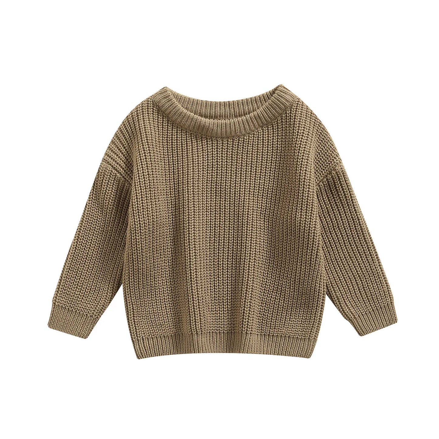 Light colored unisex baby long sleeve sweater, perfect cozy baby clothes for gifting