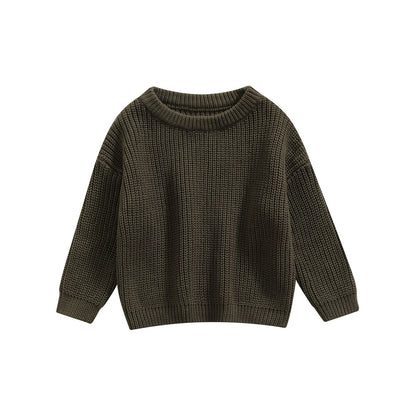 Knitted baby sweater with a simple, elegant design, suitable as unisex long sleeve clothing