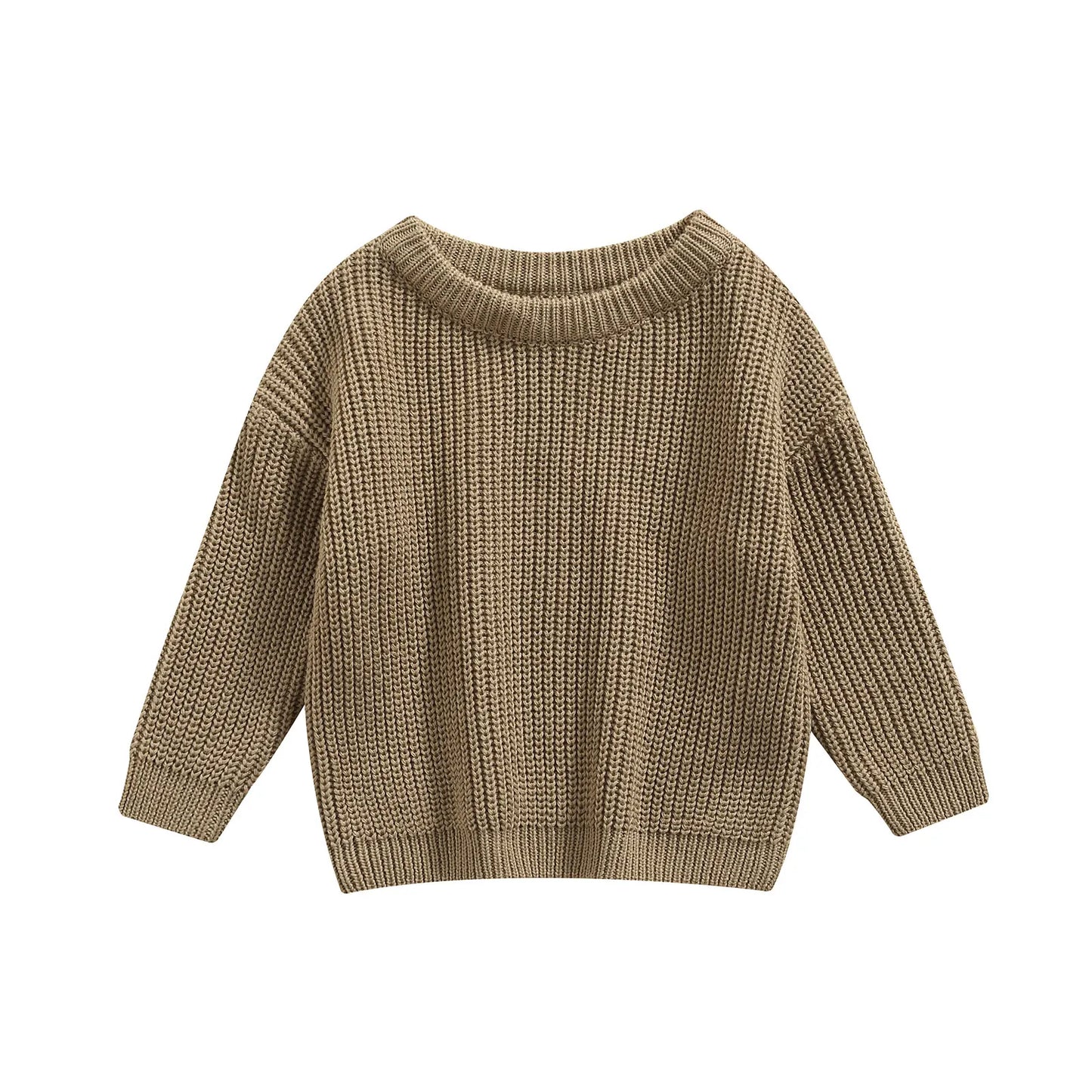 Unisex baby long sleeve knit sweater with a textured pattern for extra warmth