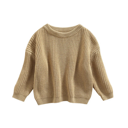 Unisex baby sweater with round neckline, a staple for any baby's winter wear wardrobe