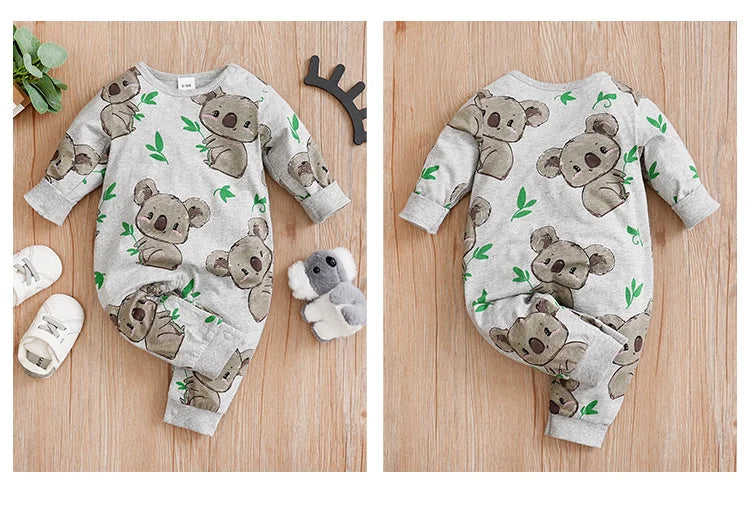 Unisex baby koala romper made from breathable cotton, essential for newborns