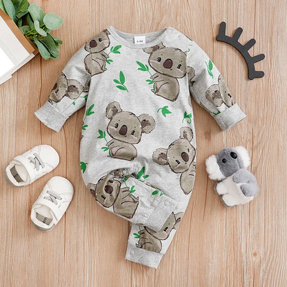 Soft cotton baby bodysuit with koala design, perfect unisex baby clothes for infants
