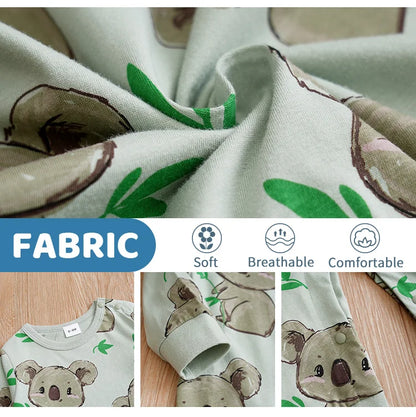 Folded unisex baby cotton bodysuit with koala graphic, practical baby shower gift