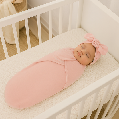 Unisex baby luxury swaddle blanket & matching hat set, soft cotton, newborn essentials