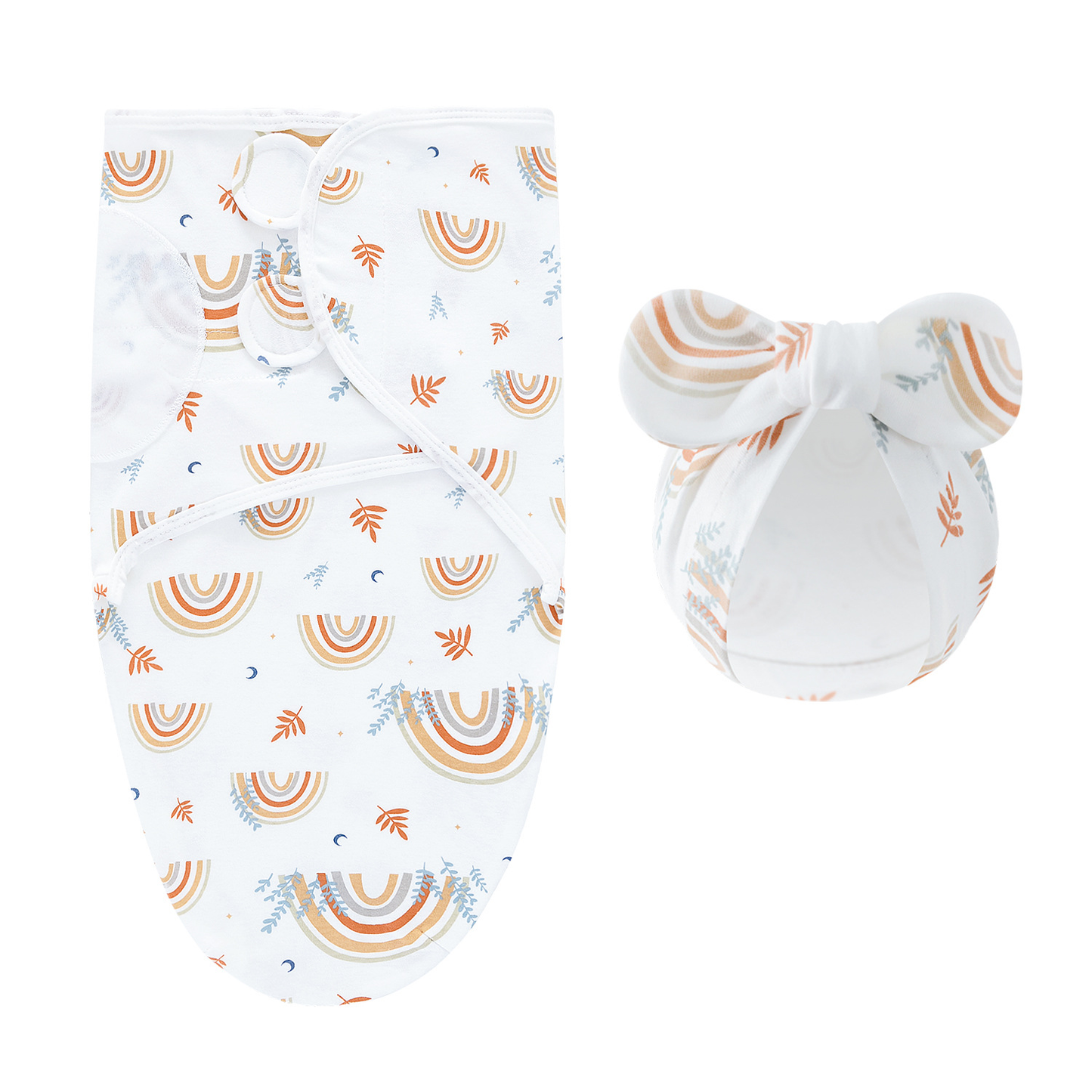 Infant sleep solution: adjustable baby swaddle blanket with hat for added warmth