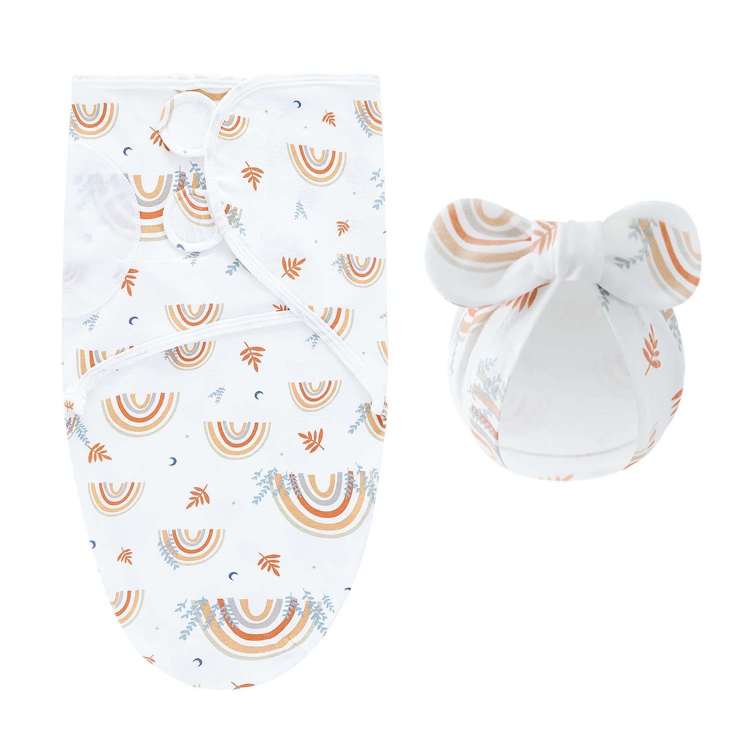 Infant sleep solution: adjustable baby swaddle blanket with hat for added warmth