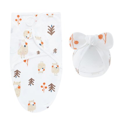 Essential baby gift item: plush cotton swaddle blanket and hat for boys or girls