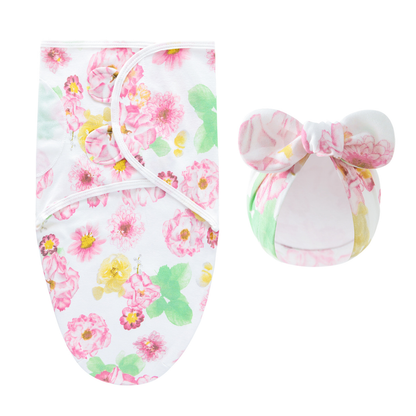 Newborn's dream: soft cotton swaddle blanket & matching hat for peaceful sleep