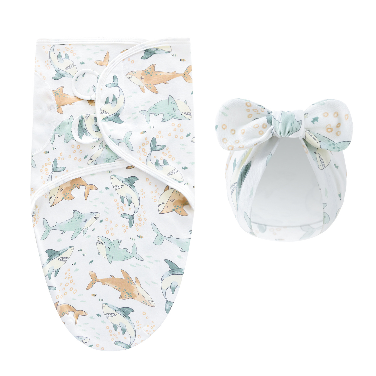 Baby comfort essentials: premium swaddle blanket and matching hat in neutral tones
