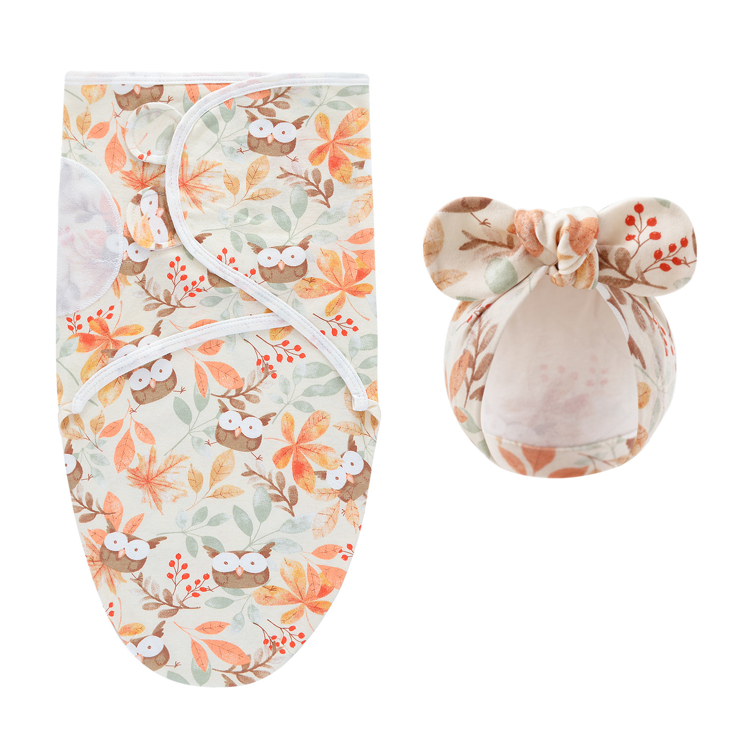 Unisex baby gift presentation of the luxury swaddle blanket and matching infant hat