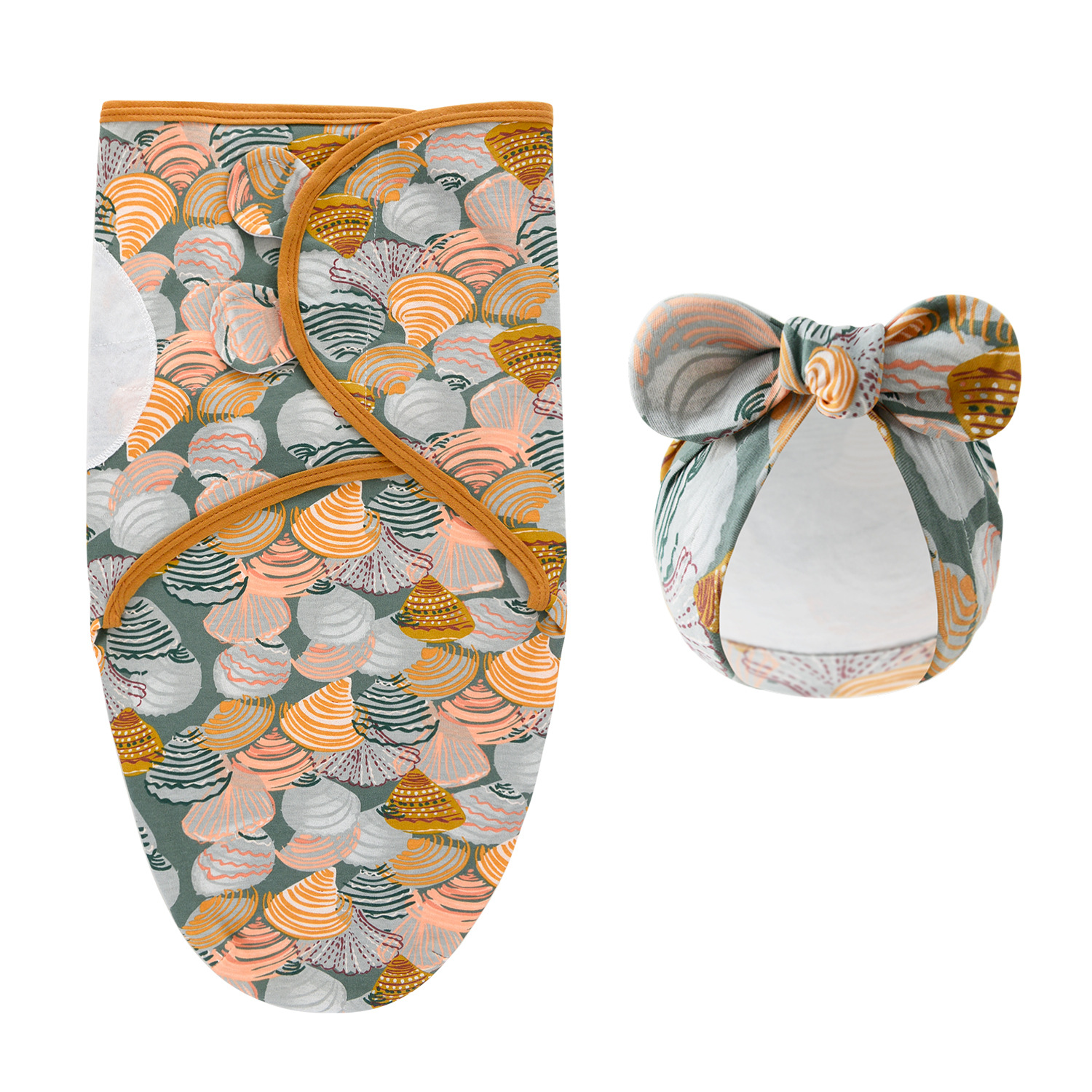 Cotton swaddle blanket and hat set, perfect for keeping newborns snug and warm