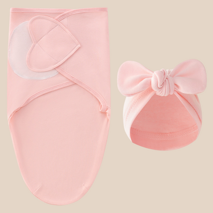Newborn essentials: adjustable unisex baby swaddle with complementary hat