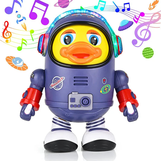 Unisex baby musical interactive dancing robot toy duck with flashing lights and sound