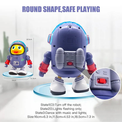 Musical robot duck toy with flashing lights, suitable for unisex baby and toddler play