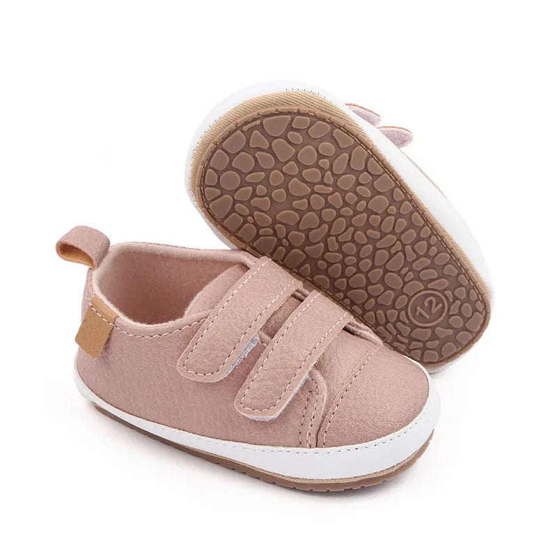 Unisex baby non-slip sneakers with rubber sole, top view