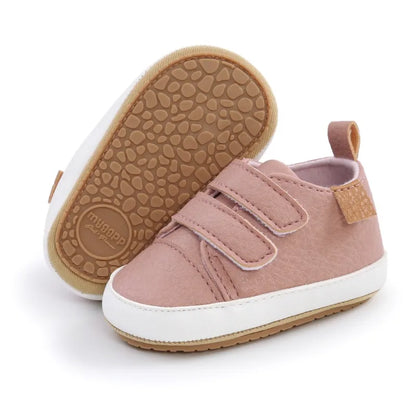 Hook and loop infant footwear, non-slip, promoting healthy foot development