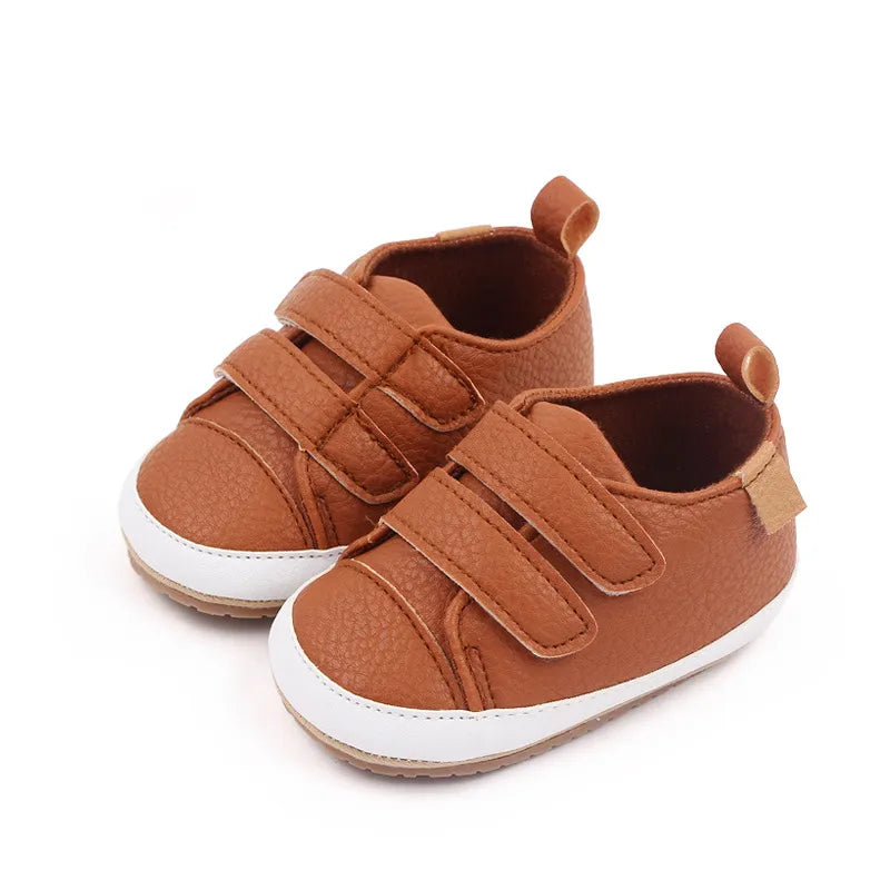 Toddler firstwalker non-slip shoes with hook and loop closure