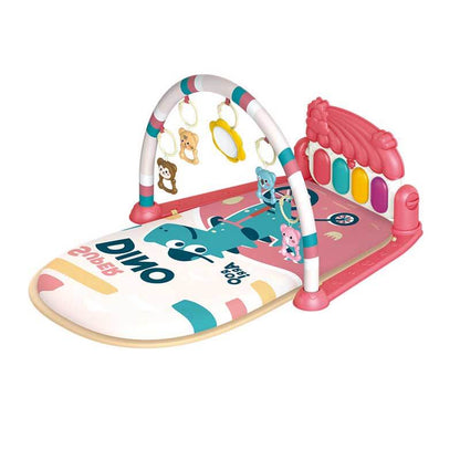 Compact musical baby gym play mat with a portable piano, ideal for early childhood development.