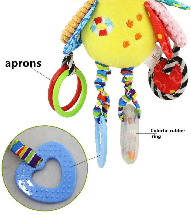 Soft bear rattle plush, unisex baby toy, promotes early development for 0-12 months