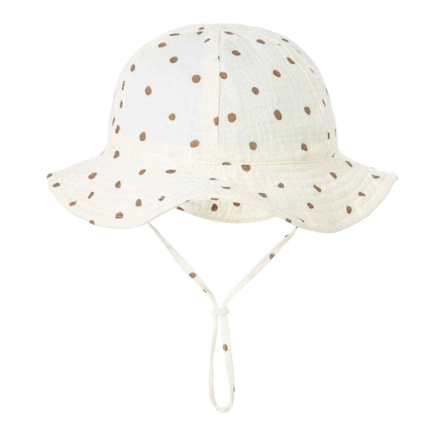 Stylized shot of a unisex baby bucket hat in a floral pattern, high-quality cotton for 3-12 month infants