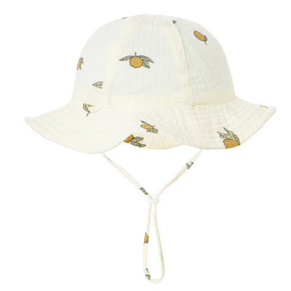Unisex baby accessory: cotton bucket hat in a geometric print, perfect for sunny days, newborn to 1 year