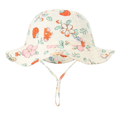Unisex baby printed bucket hat, featuring a quirky alien design, soft cotton for all-day comfort, infant