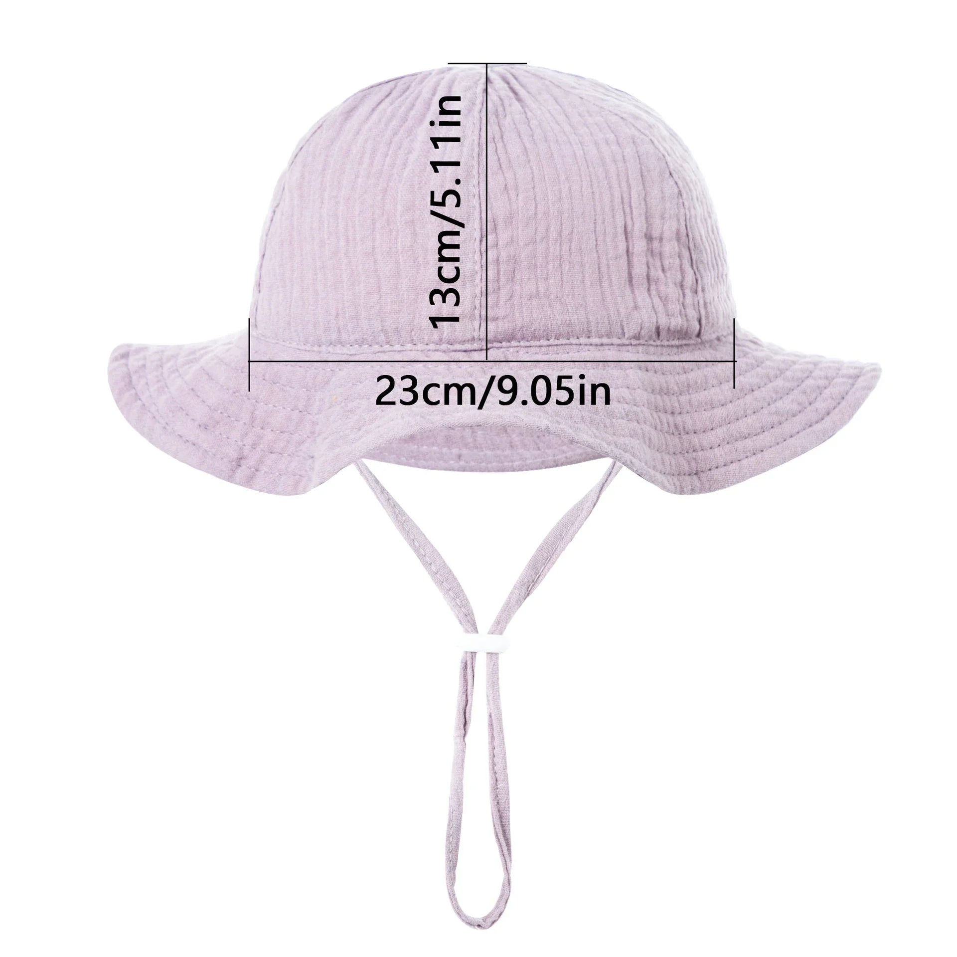 Back view of a comfortable unisex infant bucket hat in a striped design, cotton sun protection for babies