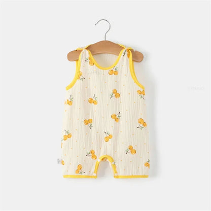 Adorable pure cotton sleeveless romper for baby, a must-have summer clothing item for unisex infants.