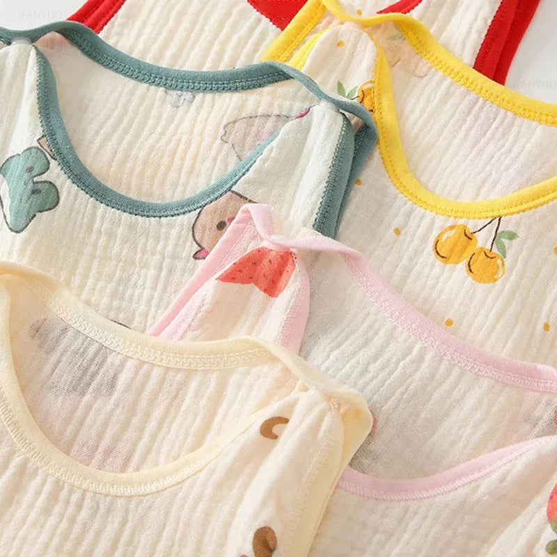 Cute newborn pure cotton sleeveless jumpsuit in white, a breathable summer outfit for infants.
