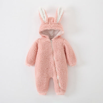 Unisex newborn rabbit ear sherpa onesie, cotton blend jumpsuit, great baby shower gift.