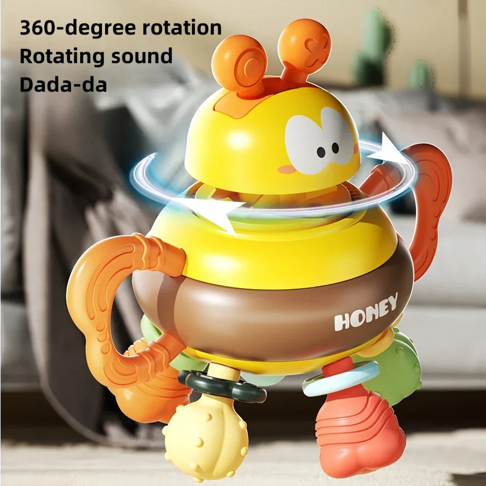 Safe and educational baby rattle toy with various textures, designed for newborn and infant play.