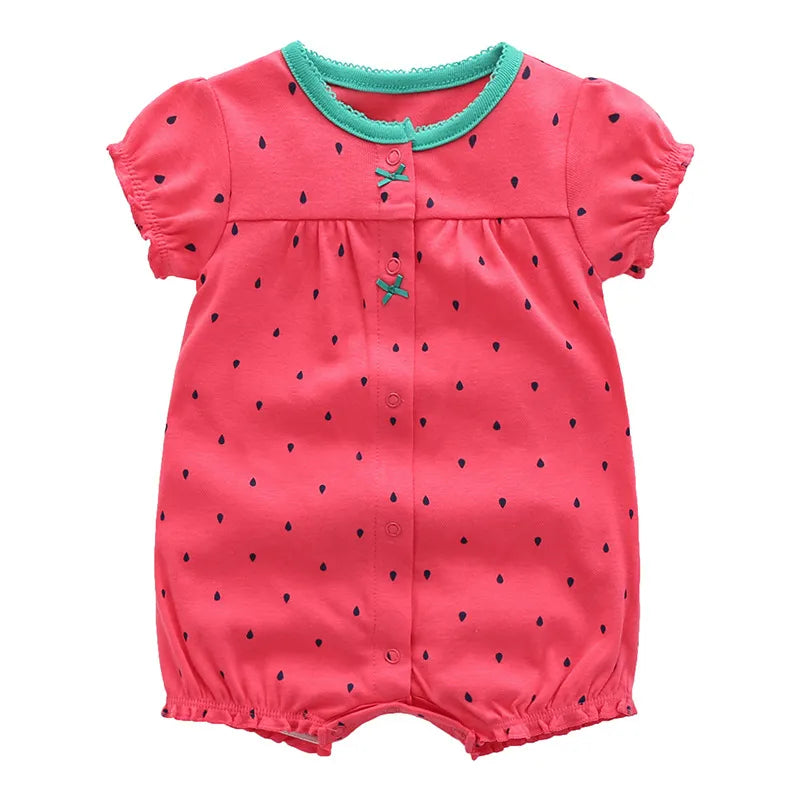 Yellow 100% cotton baby romper, unisex infant jumpsuit, soft and breathable babywear